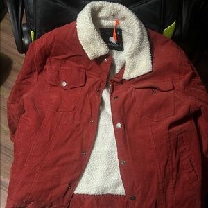 American Stitch Red Corduroy Jacket with Sherpa Lining